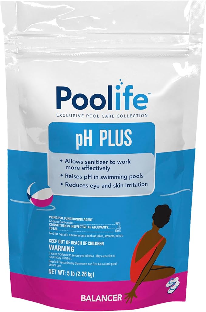Poolife pH Plus for Swimming Pools & Spas - Professional Pool pH Balancer Raises pH & Alkalinity Fast - Prevents Calcium Scale & Eye Irritation - High Purity Granular Formula - 5lb