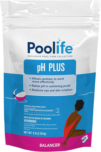 Poolife pH Plus for Swimming Pools & Spas - Professional Pool pH Balancer Raises pH & Alkalinity Fast - Prevents Calcium Scale & Eye Irritation - High Purity Granular Formula - 5lb