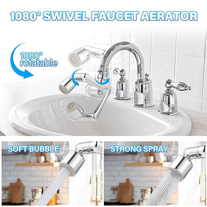 Water Filter for Sink Faucet,1080° Rotating Tap Extender, Remove Chlorine, Taste,Odor More Than 99% Relieve Dry, Rough&Itchy Senstive Skin for Bathroom Face Wash (3pcs Filter Replacements)