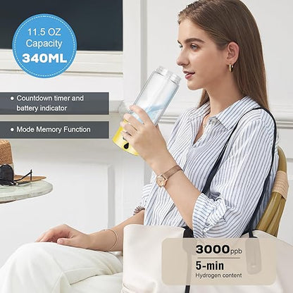 Hydrogen Water Bottle Generator with 4th Generation SPE/PEM Technology, Portable Hydrogen Water Ionizer Machine, Birthday,Xmas Gift for Husband,Wife,Lovers,Friends,Travel (Gold, 9.05in*Φ2.64in)