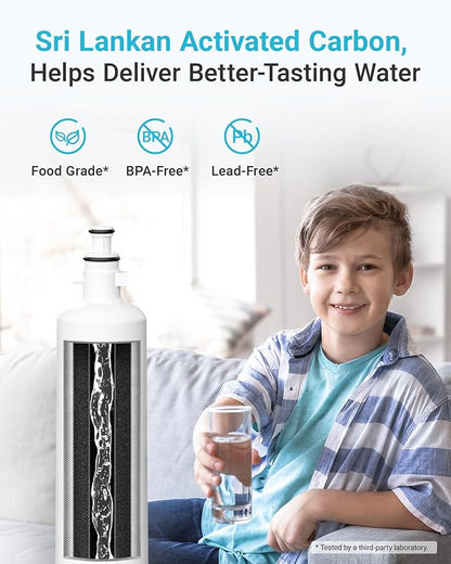 AQUA CREST AQF-FF19C Replacement for GE® RPWFE®, RPWF (with CHIP) Refrigerator Water Filter, Compatible with GYE22HMKES, GYS22GMNES, GYE22HBLTS, DFE28JSKSS, GFE28HMHES, GNE29GYNFS, 3 Filters