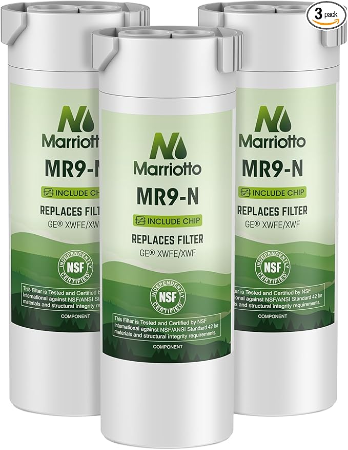MARRIOTTO Water Filter Compatible with XWFE (Built-in CHIP), Replacement for GE XWFE, XWF Refrigerator Water Filter Pack of 3