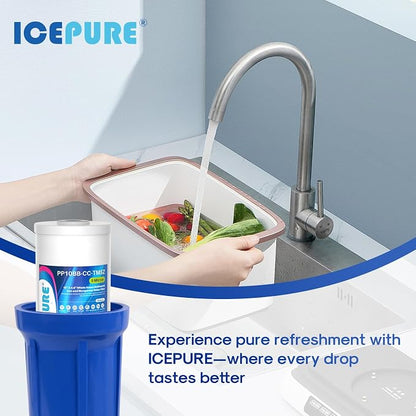 ICEPURE 5 Micron 10" x 4.5" Whole House Sediment and Iron Manganese Resin Water Filter Compatible with GE FXHTC, GXWH40L, RFC-BBSA W50PEHD Whirlpool WHKF-GD25BB GXWH35F GNWH38S Dupont WFHD13001, 3PACK