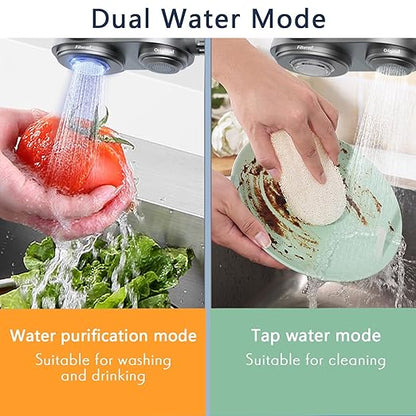 Water Filter for Sink Faucet, NSF Certified Faucet Mount Water Filtration with Real-Time Filter Life Indicator, Reduces Lead Chlorine, Heavy Metals (Incl. 1 Filter, 13 adaptors)