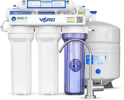 WECO VGRO Under Sink High Efficiency 75 Gallons Per Day Reverse Osmosis Drinking Water Filtration System with pH+ Post Filter & Installation Kit (VGRO-75ALK)