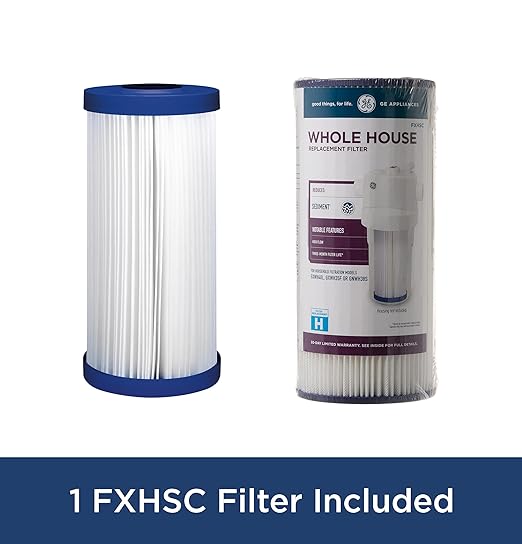 GE Whole House Water Filtration System & Filters | Reduces Sediment, Rust & More | Install Kit & Accessories Included | GXWH40L, FXHSC