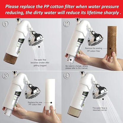 miniwell L720-Plus Shower Filter System-for Bathroom Hard Water and Well -Remove Chlorine & Heavy Metals & Sediments impurties- Good for Skin & Hairs