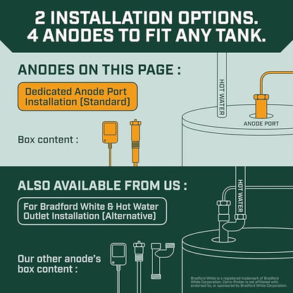 Corro-Protec Powered Anode Rod for Water Heater, 20-Year Warranty, Eliminates Rotten Egg/Sulfur Smell within 24 hours, Stops Corrosion and Reduces Limescale, Electrical Anode Rod Made of Titanium
