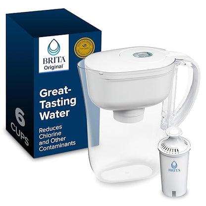 Brita Metro Water Filter Pitcher with SmartLight Change Indicator, BPA-Free, Replaces 1,800 Plastic Water Bottles a Year, Lasts Two Months, Includes 1 Filter, Small - 6-Cup Capacity, White
