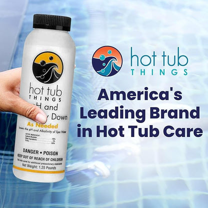 Hot Tub Things pH & Alkalinity Down - Alkalinity Decreaser for Hot Tubs & Spas - pH Down for Pools, Maintains Clear Water, Gentle on Equipment, Easy Water Balance Solution for Spas & Pools - 1.25 lb