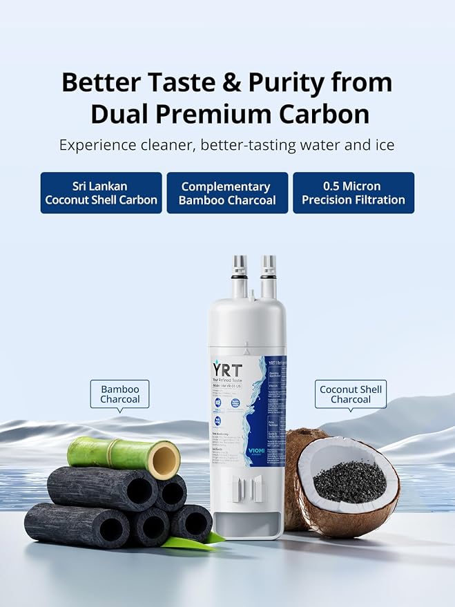 YRT EDR1RXD1 Replacement for Everydrop Filter 1, W10295370A, WHR1RXD1, Kenmore 46-9081, 46-9930, Ice & Water Filter Replacement, NSF/ANSI 372&53&42 Certified, Refrigerator Water Filter (Pack of 2)