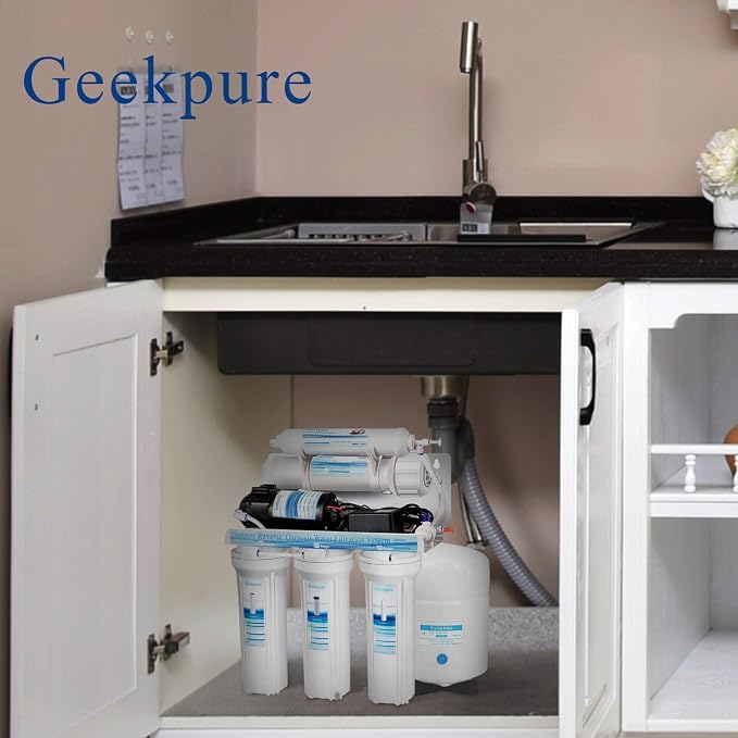 Geekpure Reverse Osmosis RO Booster Pump Kit 80-100 PSI | with Transformer + High and Low Pressure Switches + Fittings for 50-150 GPD RO System