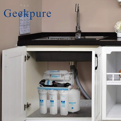 Geekpure Reverse Osmosis RO Booster Pump Kit 80-100 PSI | with Transformer + High and Low Pressure Switches + Fittings for 50-150 GPD RO System