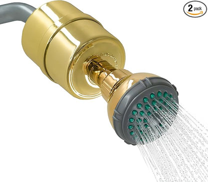 Crystal Quest Shower Filter with Head, Shower Head Filter for Hard Water, Shower Water Filter Removes Chlorine, chloramines & VOCs, Filter Shower Head, Improves Skin & Hair, Long-Lasting - Gold
