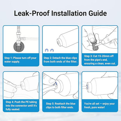 AQUA CREST FF35C5J Inline Water Filter Replacement, 1/4 Quick-Connect Replacement for Refrigerator, NSF/ANSI 42 Certified, Post-Carbon Filter for Reverse Osmosis Systems, 6-12 Months (NO Fittings)