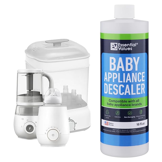 Essential Values Baby Appliance Descaler - Descaling Solution Compatible with Baby Brezza Philips Avent - Descale Your Appliances - Citric Acid Descaler 16 fl oz