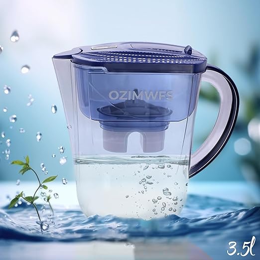 3.5L Alkaline Water Filter Pitcher - 2 Filters Included, BPA Free, Multi-Stage Filtration System for pH Improvement and Purification