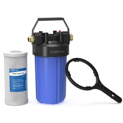 PHB10 RV Water Filter System, 0.2 Micron 2-in-1 Inline Water Filter, Reduces Sediment, Chlorine, VOCs, Bad Taste & Odor, 3/4" GHT Adapter, for RV, Camper, Travel Trailer, Boat & Outdoor Use