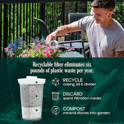 Santevia Glass Water Filtration System – Countertop Filter for Fluoride & Chlorine Removal | Adds Minerals, Balances pH | Home Water Purifier | Fluoride Filter | Alkaline