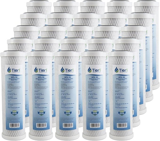 Tier1 5 Micron 10 x 2.5 Water Filter | Whole House Carbon Block Filter Replacement Cartridge | Compatible with Pentek EP-10, 42-34373, 155531-43, CB-25-1005, MAXETW-975 | 2.5 x 10 Water Filter (25pk)