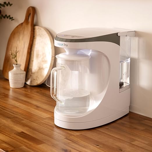 AquaTru Carafe Alkaline Countertop Water Purifier | Certified 4-Stage RO System Removes 84 Contaminants Including Forever Chemicals, Lead & Fluoride | Adds Healthy Minerals | No Plumbing