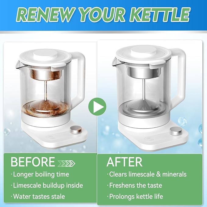 Kettle Descaler Tablet, Kettle Cleaner Remove Hard Water & Mineral Buildup, Hardwater Stains, Citric Acid for Cleaning & Descaling Water Distillers, Boilers, Limescale Remover For Kettles