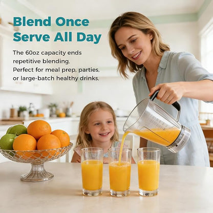 NEWBULIG Smoothie Blender for Kitchen with 6 Blades, Personal Blender for Smoothies with 24 34 60 oz BPA-Free Cups, Large Capacity, Portable and Easy Clean, for Ice Crush, Shakes, Sauces, Silver