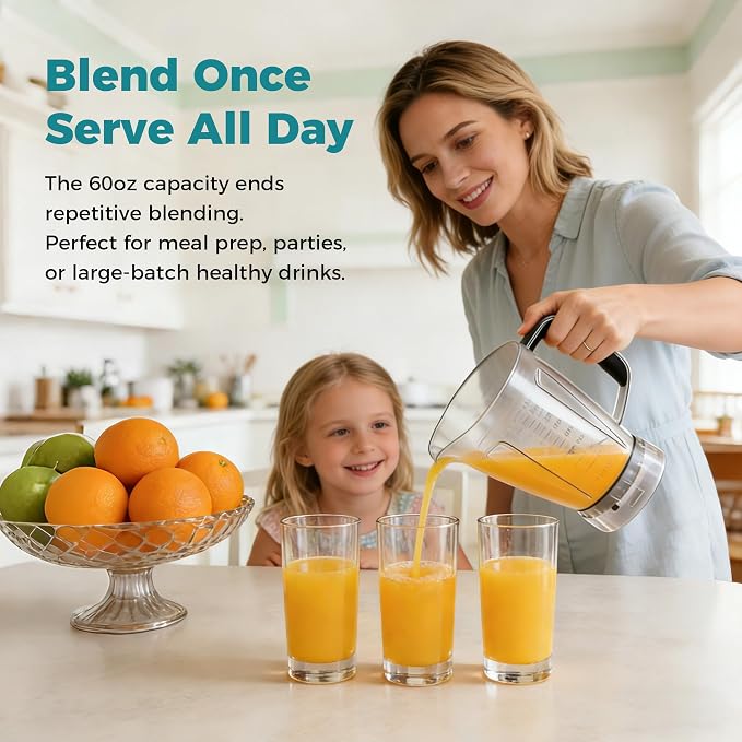 DUMOS Smoothie Blender for Kitchen with 6 Blades, Personal Blender for Smoothies with 24 34 60 oz BPA-Free Cups, Large Capacity, Portable and Easy Clean, for Ice Crush, Shakes, Sauces, Silver