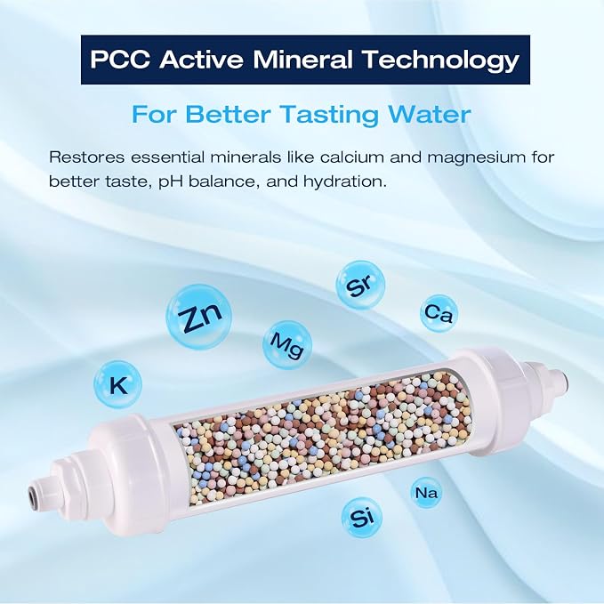 H&G Lifestyles Remineralization Filter,Mineral Water Filter 1,500 Gallons | Water Remineralizer for Reverse Osmosis with 1/4" Quick Connect Thread, Restore Essential Minerals for RO Water System