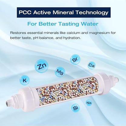 H&G Lifestyles Remineralization Filter,Mineral Water Filter 1,500 Gallons | Water Remineralizer for Reverse Osmosis with 1/4" Quick Connect Thread, Restore Essential Minerals for RO Water System