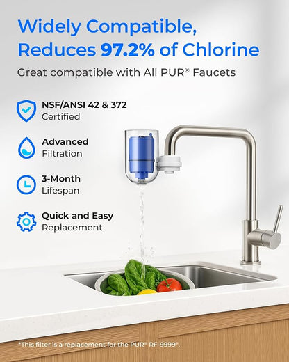 Waterdrop C08A Water Filter Replacement for PUR® Faucet Filter, 3 Pack | Compatible with All PUR® PLUS Water Filter, PUR® PLUS RF9999® Faucet Water Filter, NSF 42 Certified, 9-Month, 900-Gallon