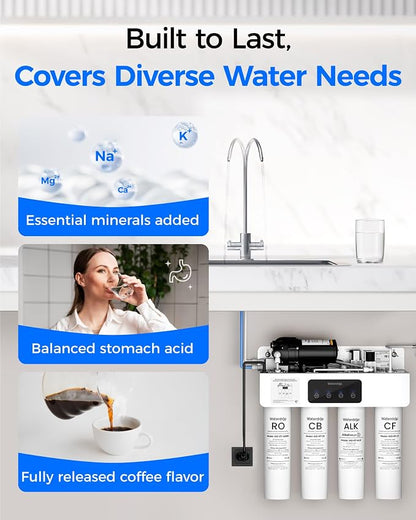 Waterdrop RT-2CFCBALKRO Filter, Replacement for T4-A Tankless RO System | Includes one 24-Month RO filter, two 6-Month CF filters, one 12-Month CB filter, and one 12-Month ALK filter