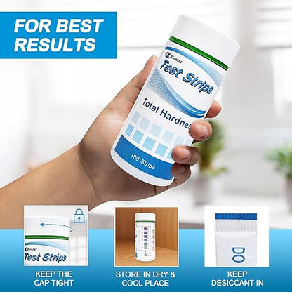 Water Hardness Test Kits - Hard Water Test Kits for Drinking Water Well Hot Tub Spa Swimming Pool Dishwasher Water Softener - Quick & Accurate Water Hardness Test Strips for Calcium, Magnesium