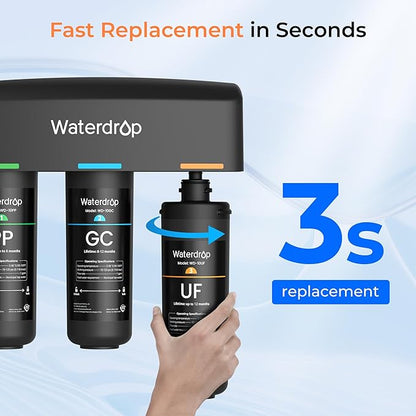 Waterdrop WD-10UF Under Sink Water Filter, Replacement for Waterdrop WD-TSA-UF 3-Stage Ultra-Filtration Under Sink Water Filter System, 12 months, 1 Pack
