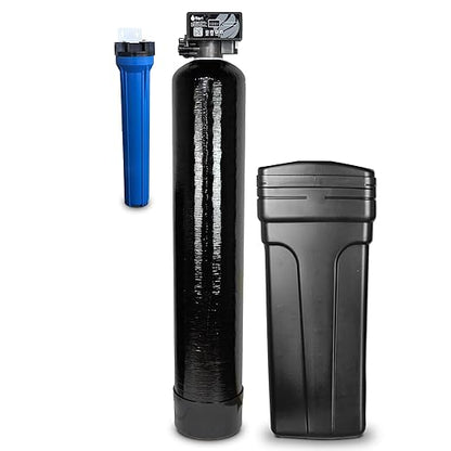 Tier1 Whole House Water Softener System 32000 Grain Capacity | High Efficiency Design with Ceramic Control Valve | Preloaded 1 Cubic Foot Resin Mineral Tank | Home Filtration System for 3 to 4 Baths