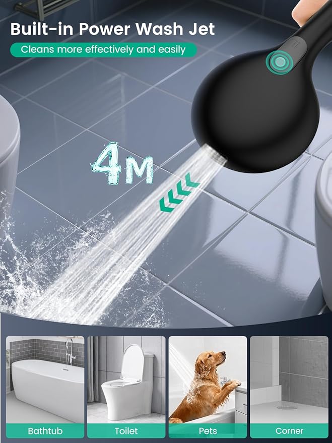 Filtered Shower Head with Handheld, High Pressure 7 Mode, Anti-clog Nozzles, Built-in Power Wash to Clean Tub, Shower Head with Filters for Hard Water, Remove Chlorine - Reduce Dry Itchy Skin