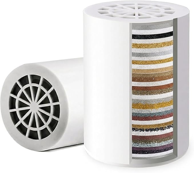 iSpring FSF1 33-Stage Universal Shower Filter Replacement Cartridge, Removes Chlorine, Sediment, Heavy Metal, and Odor, Improves Conditions of Skin, Hair, and Nails, High Output No Clog, White