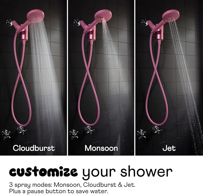Sproos - Handheld Showerhead, High Performance Filtration System for Healthier Hair and Skin, Extra Long 70 Inch Hose, 3 Customized Spray Functions, 6 Colors (Golden Hour, Shower Filter Set)