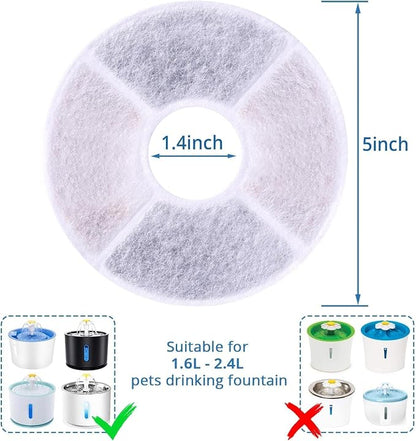Cat Water Fountain Filter, 10 Pack Replacement Filters for 81oz/2.4L Automatic Pet Fountain Dog Water Dispenser, 3 Triple Filtration System