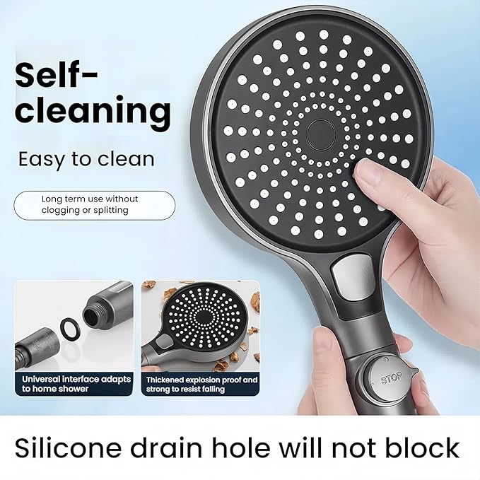 Filtered Handheld Shower Head with Hose and Holder, 5.1" Large High Pressure Shower Wand with 2 Extra Filters, Reinforced Matte Black Showerhead Set for Hard Water, 3 Spray Modes & One-Key Pause
