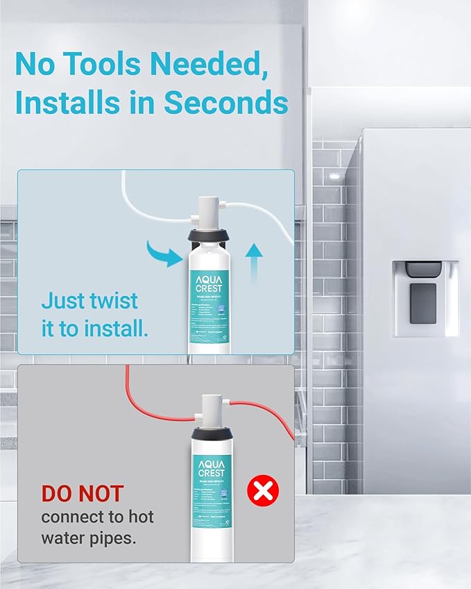 AQUA CREST F-1000 Water Filter, Replacement for InSinkErator® F-1000, F-2000, F-3000, AquaPure AP Easy C-Complete, 500 Gallons, NSF/ANSI 42, 3 Pack