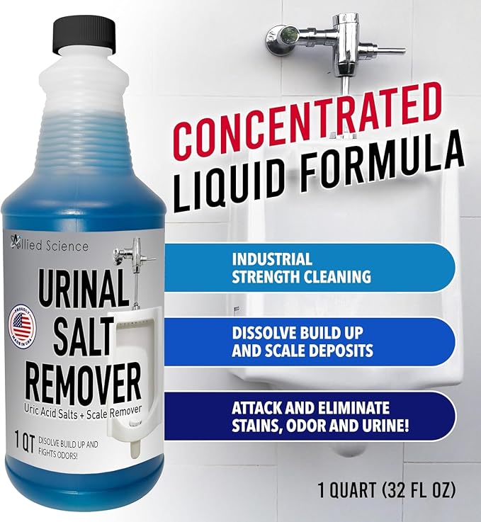Allied Science Urinal Salt, Calcium and Mineral Scale Remover - Eliminates Urine Odor, Destroys Uric Acid Salt, Deposit Buildup