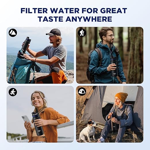 Membrane Solutions Replacement ACF Filter for C3 Filtered Water Bottle, BPA-Free for Camping, Hiking, Backpacking and Travel (ACFx4)