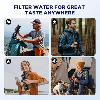 Membrane Solutions Replacement UF & ACF Filter for C3 Filtered Water Bottle, BPA-Free for Camping, Hiking, Backpacking and Travel (UFx1 + ACFx3)