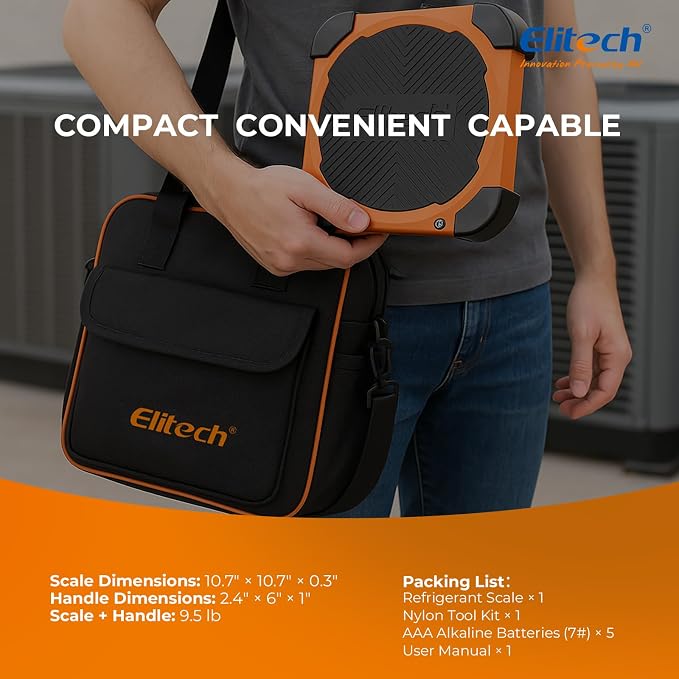 Elitech Wireless Refrigerant Scale 220 lb, Bluetooth HVAC Scale, LMC-210 | App Control, Wireless Remote Display, High Precision Measurement, Digital Display, HVAC Refrigerant Charging