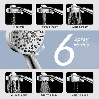 SANYCASA Filtered Shower Head with Handheld, Magnetic Docking System, High Pressure Handheld Shower Head with KDF Filter for Hard Water, 6 Spray Modes, Easy Installation – CP