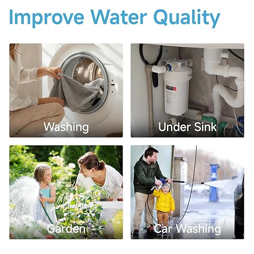 Whole House Water Filter Housing equiped with 10"x4.5" PP Sediment Filters for Well and City Water, Pre-Filtration System for Home, 1" NPT Port, (Housing + PP Filter Combo)