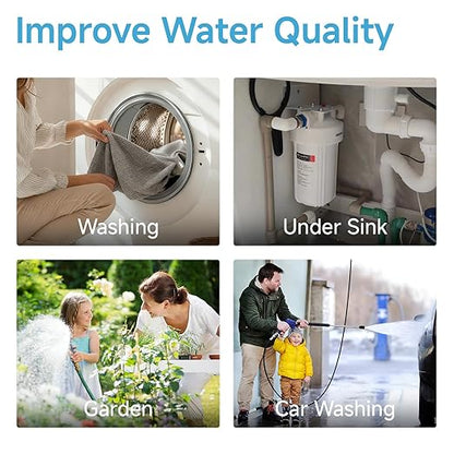 Whole House Water Filter Housing equiped with 10"x4.5" PP Sediment Filters for Well and City Water, Pre-Filtration System for Home, 1" NPT Port, (Housing + PP Filter Combo)