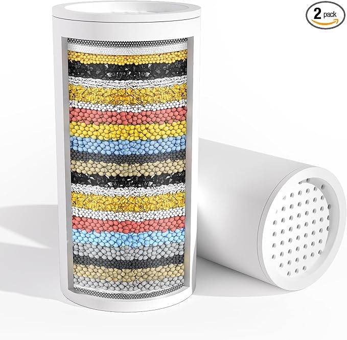 SR SUN RISE Shower Head Filter-Filtered shower head Replacement Cartridges, Reduces Chlorine & Chemicals, pH Balanced Water for Soft Skin & Healthy Hair（2-Pack）