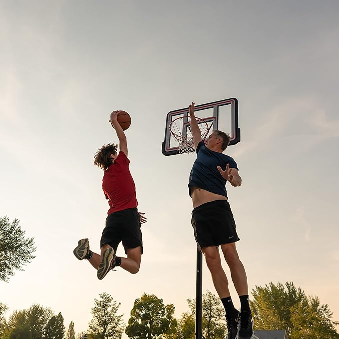 Lifetime Portable Basketball Hoop, Adjustable Height 7.5-10 Ft, 44 Inch Shatterproof Fusion Backboard, Base with Wheels